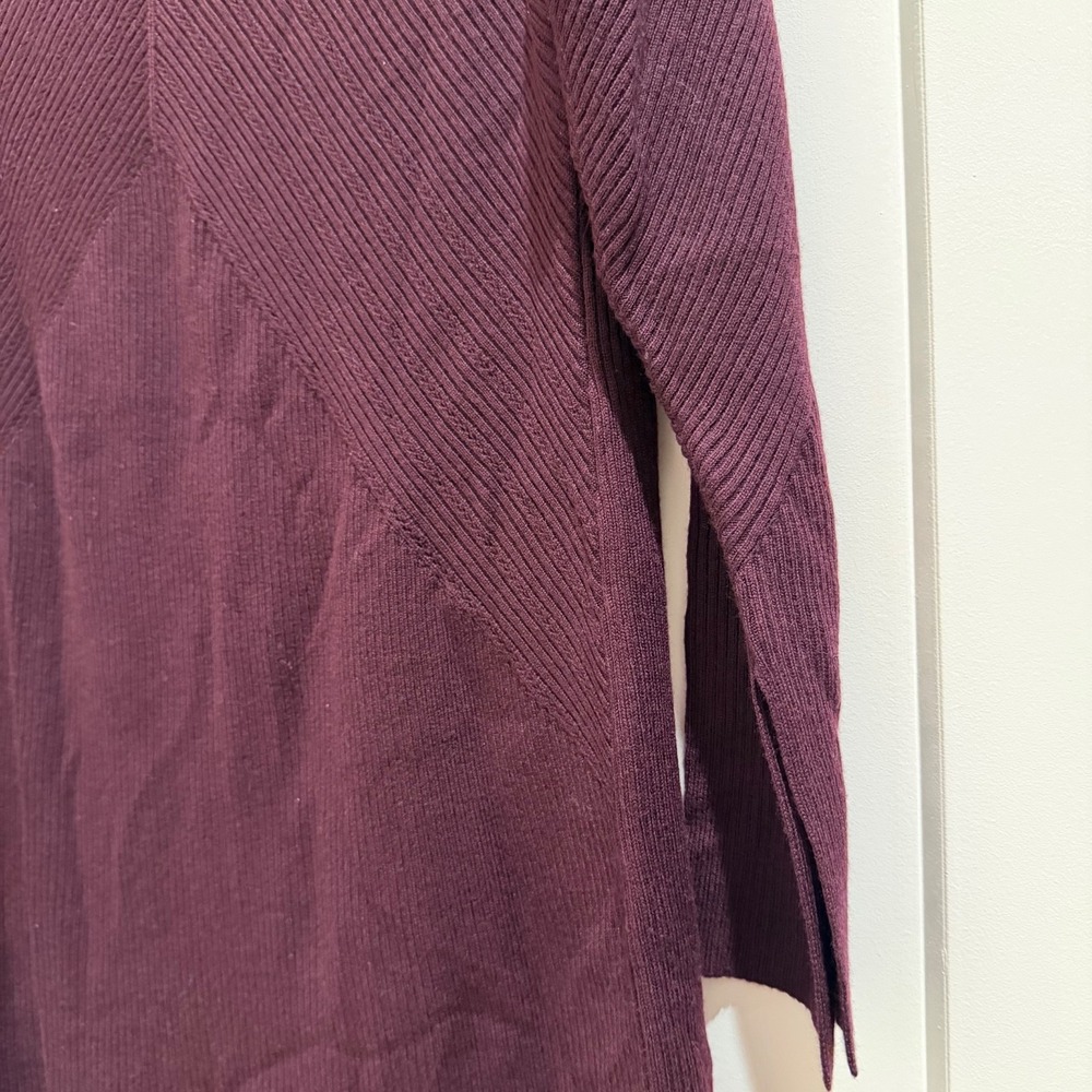 Club Monaco Wine Camel Ribbed Merino Wool Sweater Dress Women's Size Medium - Picture 7 of 9